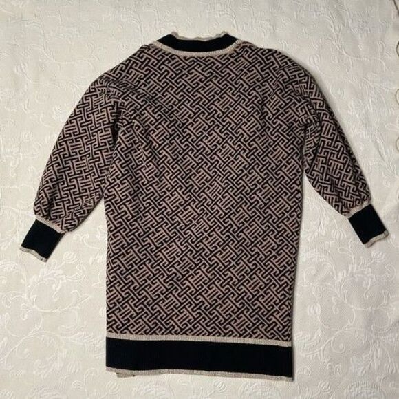 River Island Geo Pattern Open Front Cardigan Women Size M Brown - Picture 6 of 11